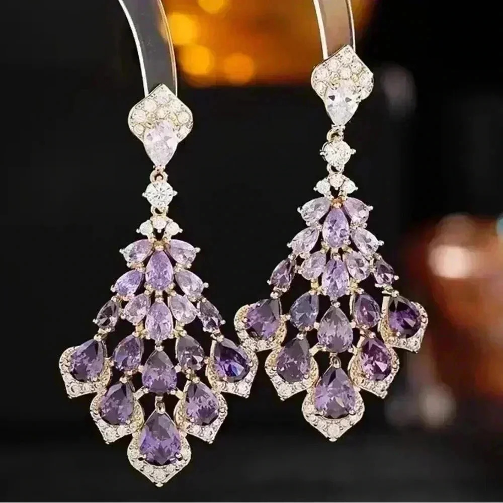 NEW-Elegant Dangly Sparkly Earrings - Glamorous Statement Jewelry